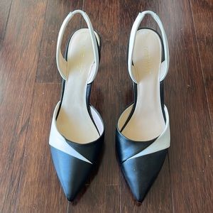 Nine West Black/White Slingback Pumps Size 9